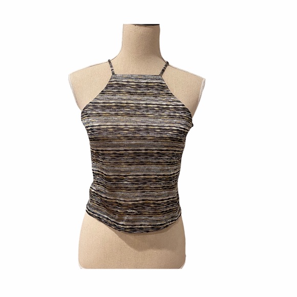 Bar III Dusty Olive Jacquard Top (XS) - Picture 4 of 12